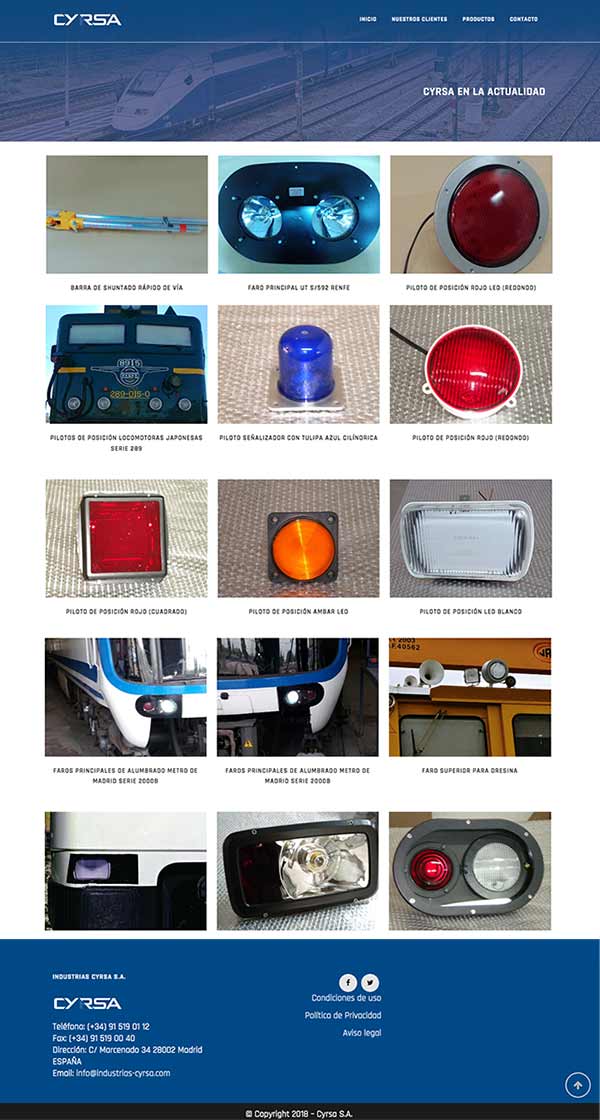 Diseño de cátalogo online para productos ferroviarios