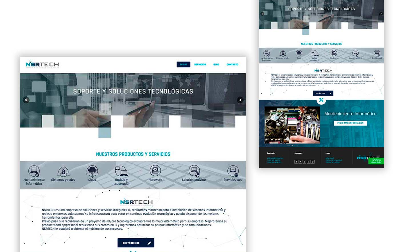 diseño de página web para soluciones tecnologicas nsr tech