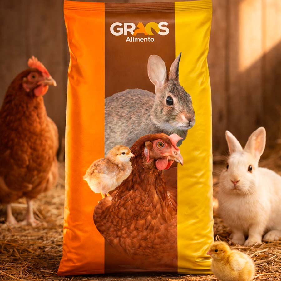 diseño de packaging saco pienso animales de corral