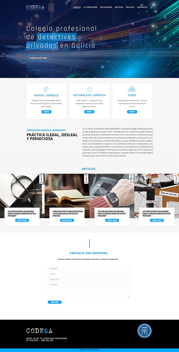 diseño de pagina web para colegio de detectives