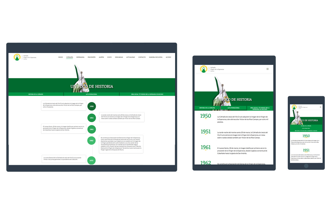 pagina web para cofradía Virgen de la Esperanza Zamora