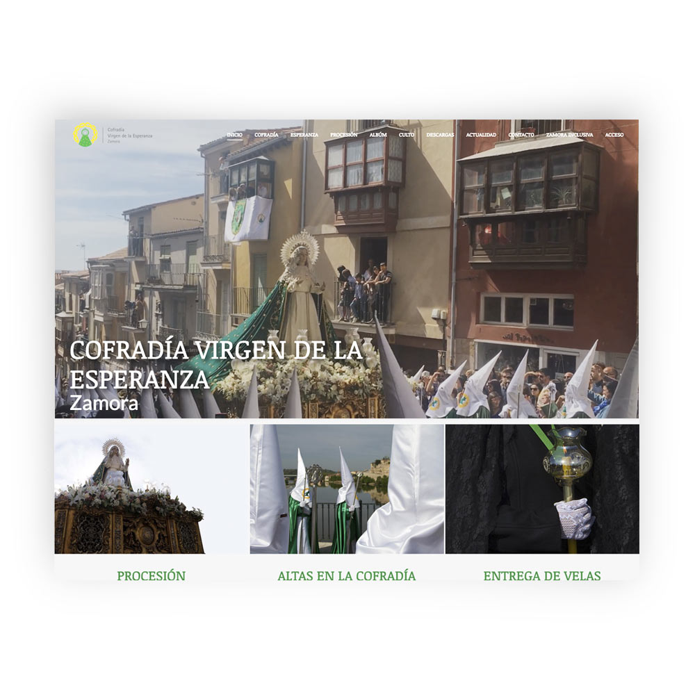 pagina web para cofradía Virgen de la Esperanza Zamora