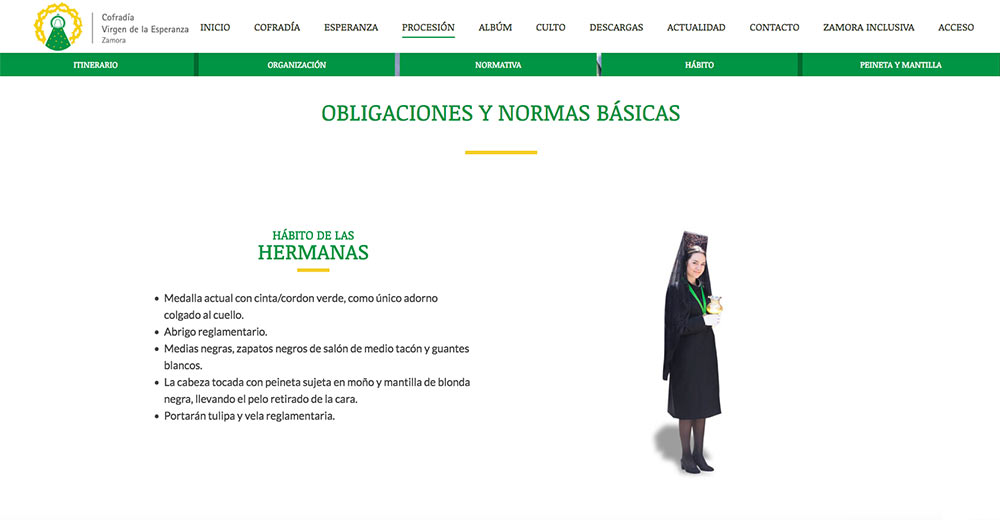 contratar diseño de pagina web para cofradía de semana santa