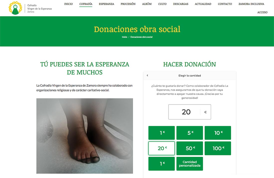 contratar pagina web para cofradía de semana santa