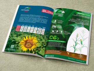 Catálogo productos agrícolas | Diseño editorial con fórmulas de fertilizantes