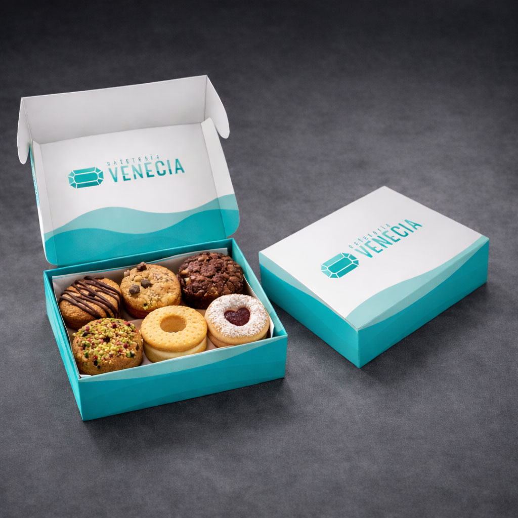 Packaging caja dulces - cafetería Venezia