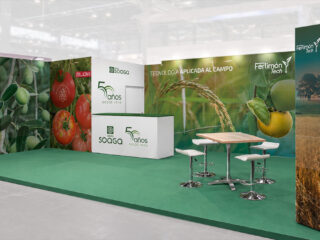 Diseño de stand para feria de agricultura Agroexpo 2026
