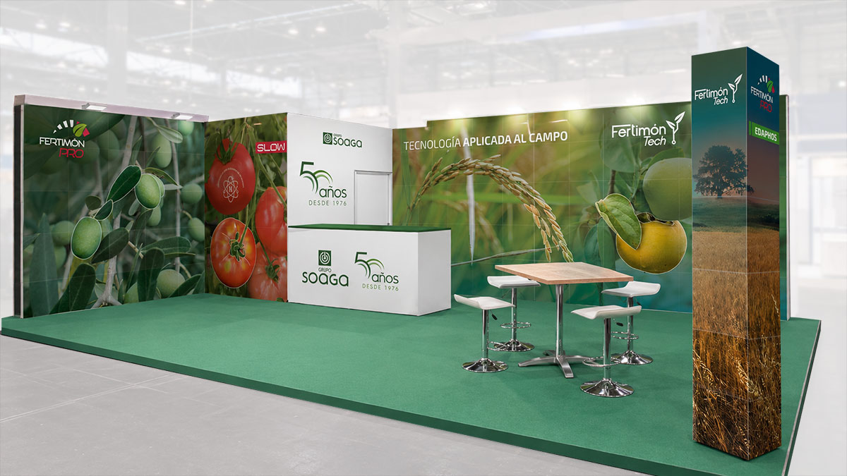 Diseño de stand para feria de agricultura Agroexpo 2026