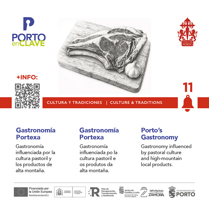 Panel de señalización turística con código QR de Porto en Zamora