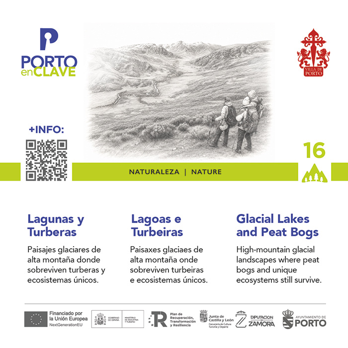 Panel de señalización turística con código QR de Porto en Zamora