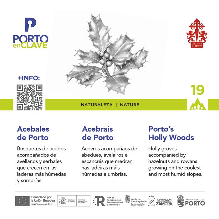 Panel de señalización turística con código QR de Porto en Zamora