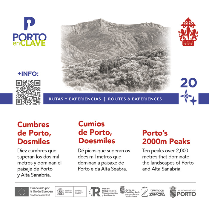Panel de señalización turística con código QR de Porto en Zamora