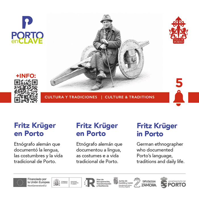Panel de señalización turística con código QR de Porto en Zamora